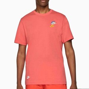 Nike Sportswear Embroidered Swoosh L 2XL Cotton T-Shirt DJ1568 Coral Orange